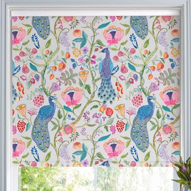 Voyage Barabadur Made to Measure Blackout Roller Blind in Multicolour Summer Linen