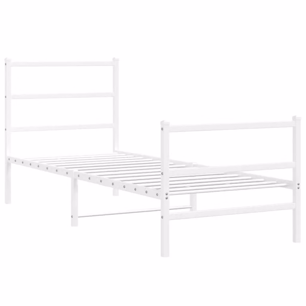 Berkfield Home Metal Bed Frame with Footboard in White, W/D/H: 80 x 200 cm – 2