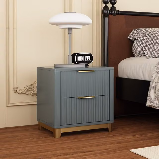Cabinet Bits Modern Grey Metal Bedside Table