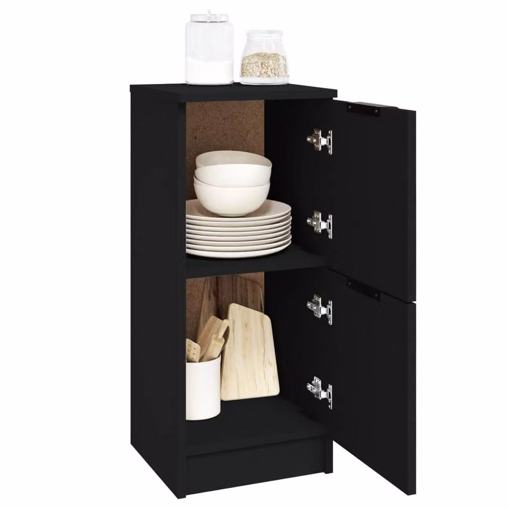 Berkfield Home Set of 2 Black Minimalist Sideboards in Matt MDF, W/D/H: 30 x 30 x 70 cm – 3