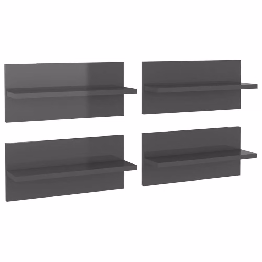Berkfield Home Modern Wall Mounted Shelves, 4 Piece Set, High Gloss Grey, W: 40 cm, D: 11.5 cm, H: 18 cm – 3