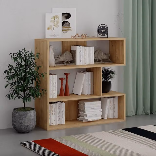 Decortie Molly Modern Bookcase Display Unit with Adjustable Shelves, Brown