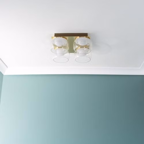 ValueLights Alissa 4 Way Gold Ceiling Light with Transparent Glass Shades, IP44 Rated for Bathroom and Hallway Use – 2
