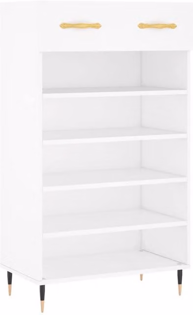 Berkfield Home White Shoe Cabinet with Doors and Drawers, W/D/H: 60 x 35 x 105 cm
