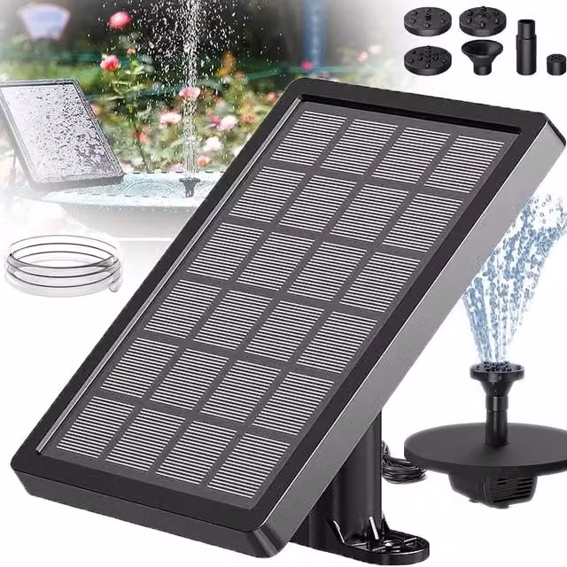 NESTLUNE Solar Powered Water Pump Fountain for Garden and Pools, Black, W: 100 cm, D: 15 cm, H: 15 cm – 1