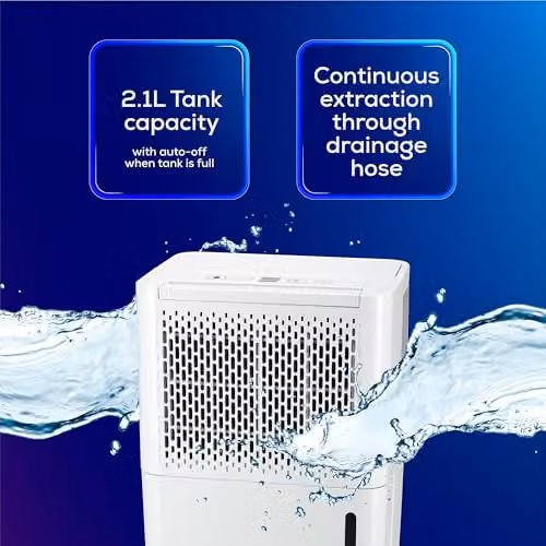 TCP 6L Portable Dehumidifier in White with 2.1L Water Tank, Sleep Mode, Continuous Drainage and Timer – 4