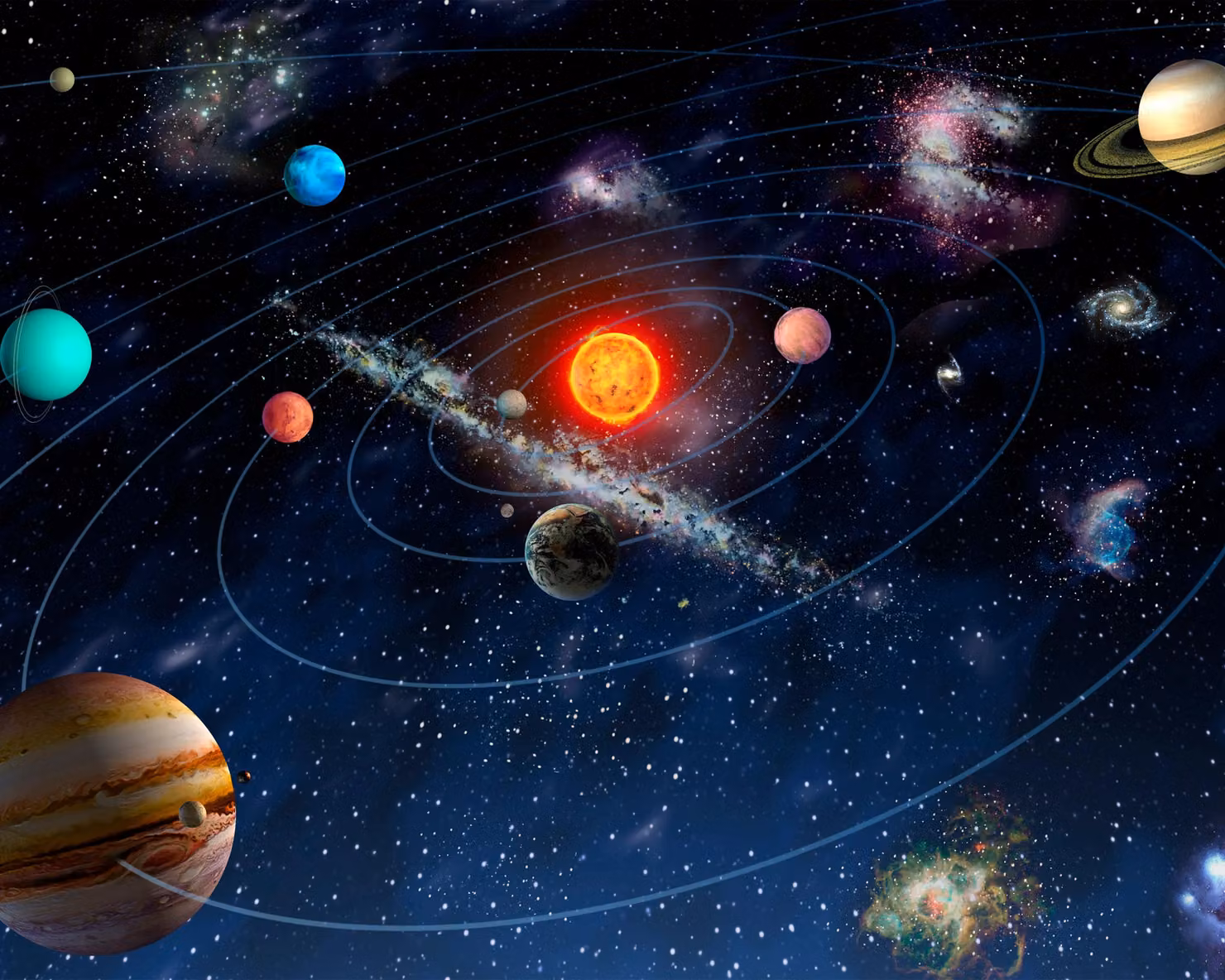 Origin Murals Solar System Wall Mural, Multicolour, W: 350 cm, H: 280 cm – 2
