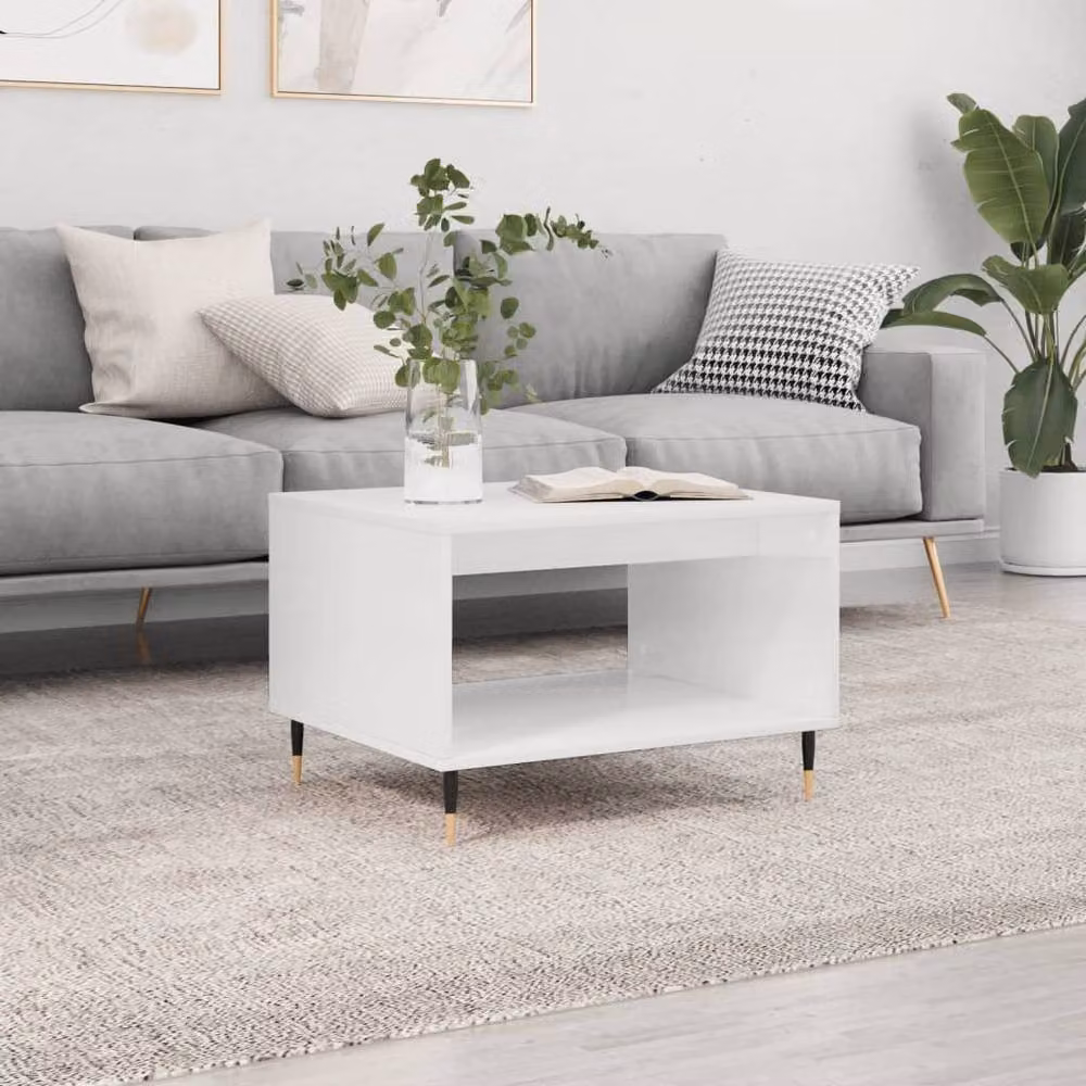 Berkfield Home White Coffee Table in Engineered Wood W/D/H: 60 x 50 x 40 cm – 2
