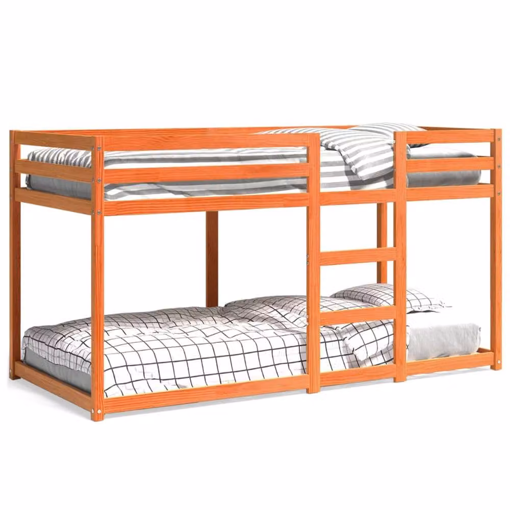Berkfield Home Rustic Wax Brown Solid Wood Pine Bunk Bed W/D/H: 90 x 200 cm – 2