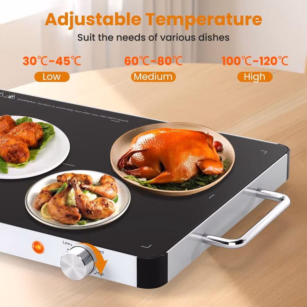 Costway Electric Tempered Glass Food Warmer and Warming Tray in Black – 4