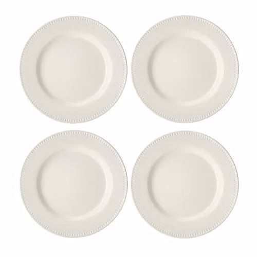 Mikasa Cranborne White Stoneware Dinner Plate Set of 4, Diameter: 27 cm – 1