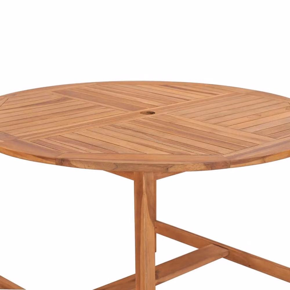 Berkfield Home Garden Solid Wood Teak Dining Table in Brown, Diameter: 110 cm, Height: 75 cm – 4