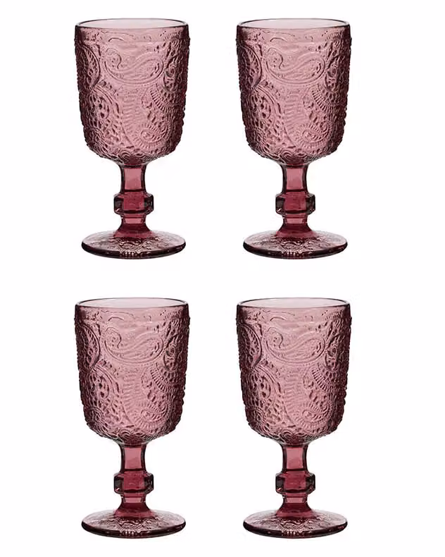 Dibor Set of 4 Pink Luxury Glass Wine Goblets, 300ml per glass – 2