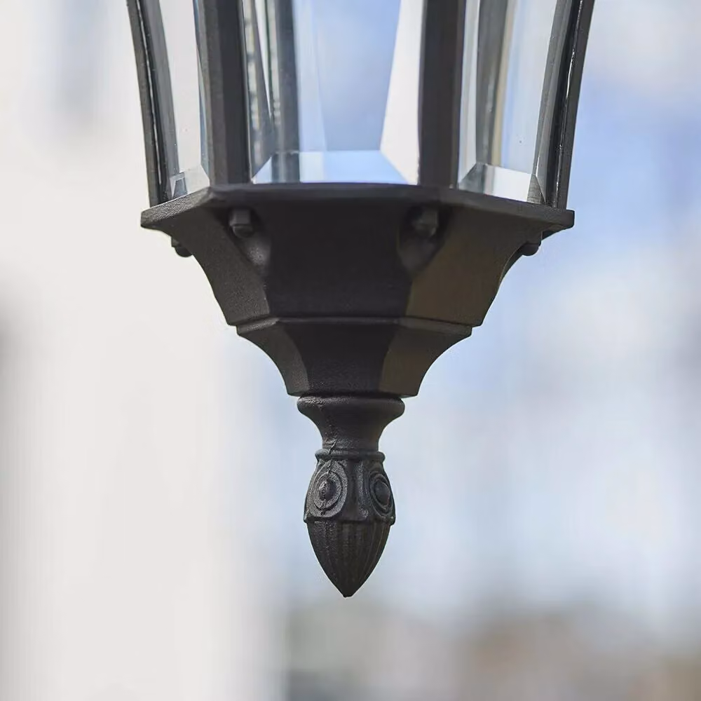 Loops IP44 Outdoor Hanging Pendant Lantern in Black and Transparent Glass – 2