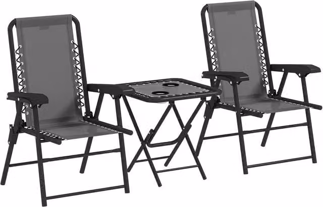 ERGOVEXA Three-Piece Modern Garden Table and Chair Set in Anthracite Grey – 1