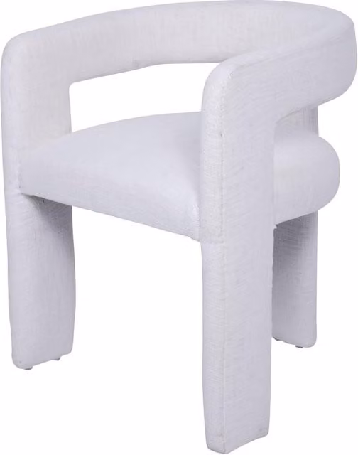 Libra Interiors Fully Upholstered Ivory Slub Dining Chair in White – 1