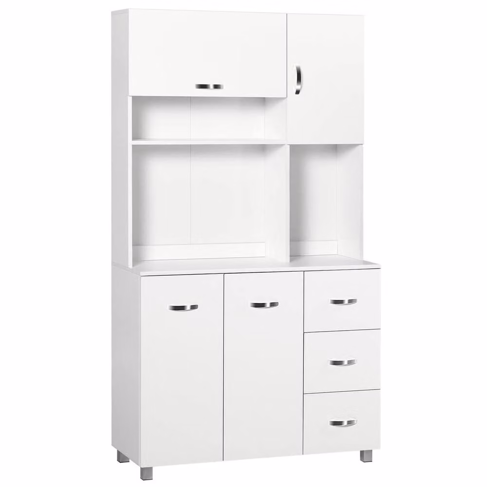 Wyld Haus White Tall Kitchen Cupboard with Doors and Drawers W: 100 cm, D: 39.5 cm, H: 183.5 cm – 2