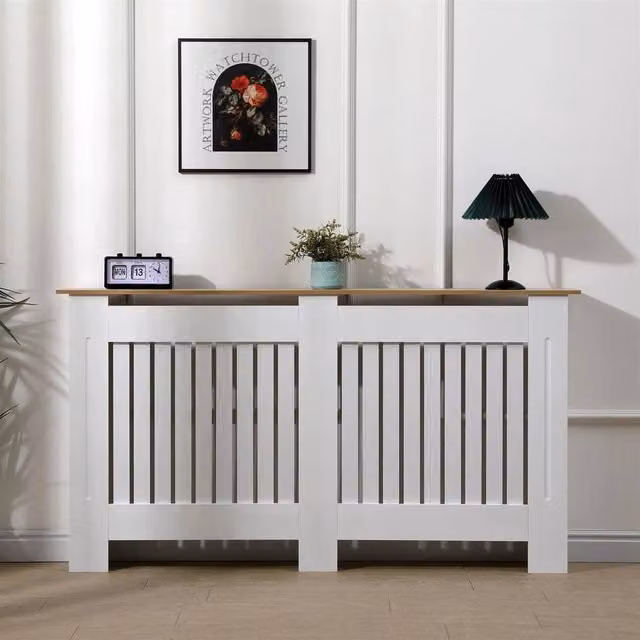 SPETLEK Designs Large Radiator Cover with Vertical Slats in White