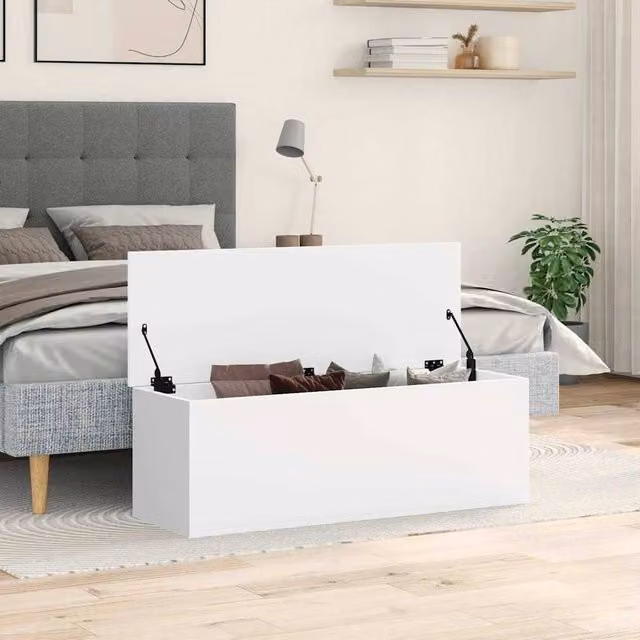 Berkfield Home White Glossy MDF Storage Box W/D/H: 102 x 35 x 35 cm – 1