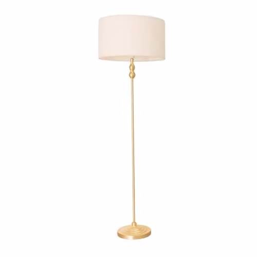 ValueLights Maggie Gold Metal Candlestick Floor Lamp with Beige Fabric Shade