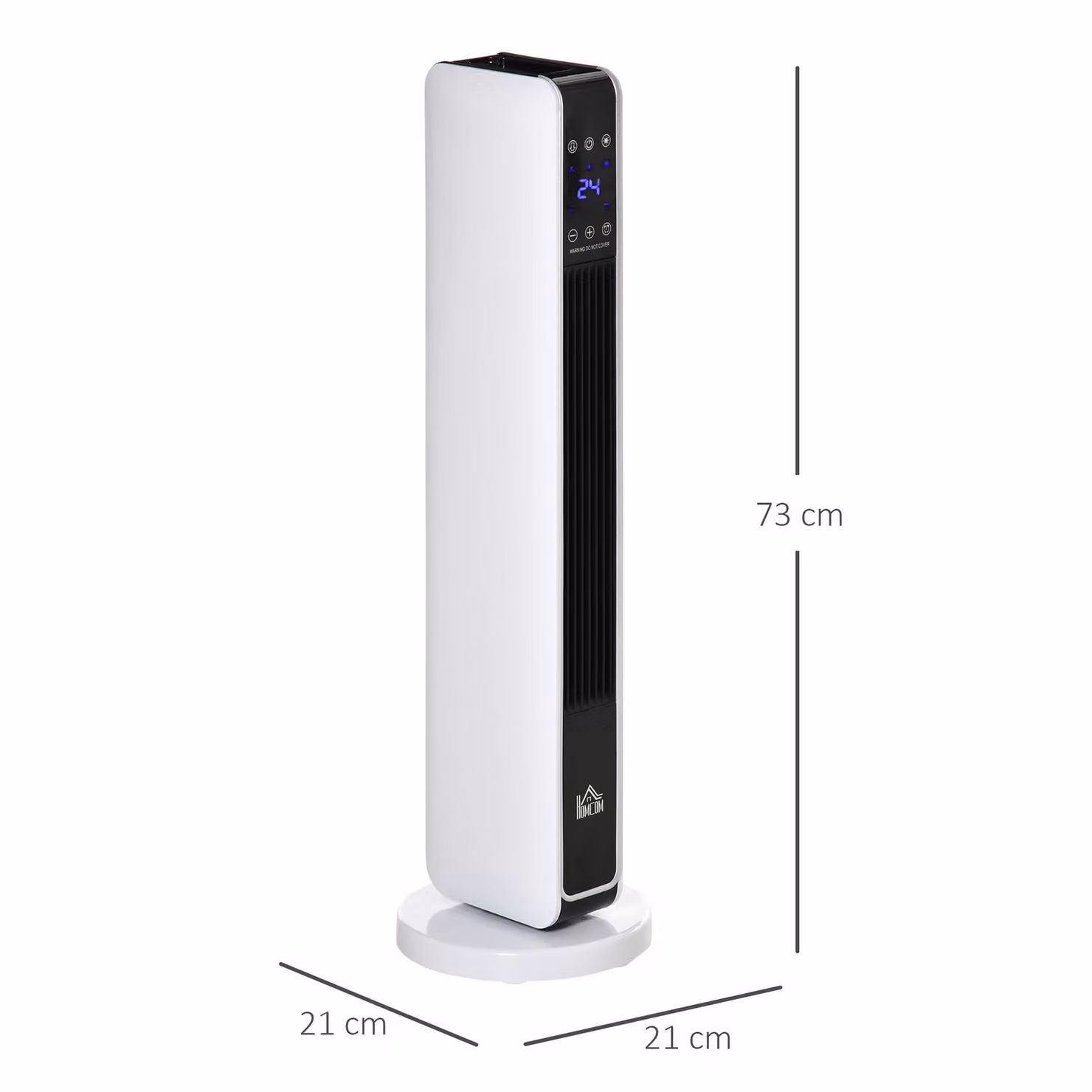 HOMCOM White Ceramic Tower Fan Heater with Remote Control and Timer – 3