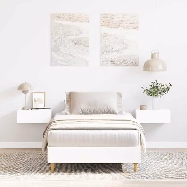 Berkfield Home White Engineered Wood Bed Frame, W/D/H: 100 x 200 cm