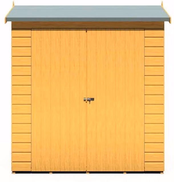 Shires Lewis Double Door Reverse Apex Style Wooden Garden Shed in Brown, W: 136 cm, D: 191.4 cm, H: 204.3 cm