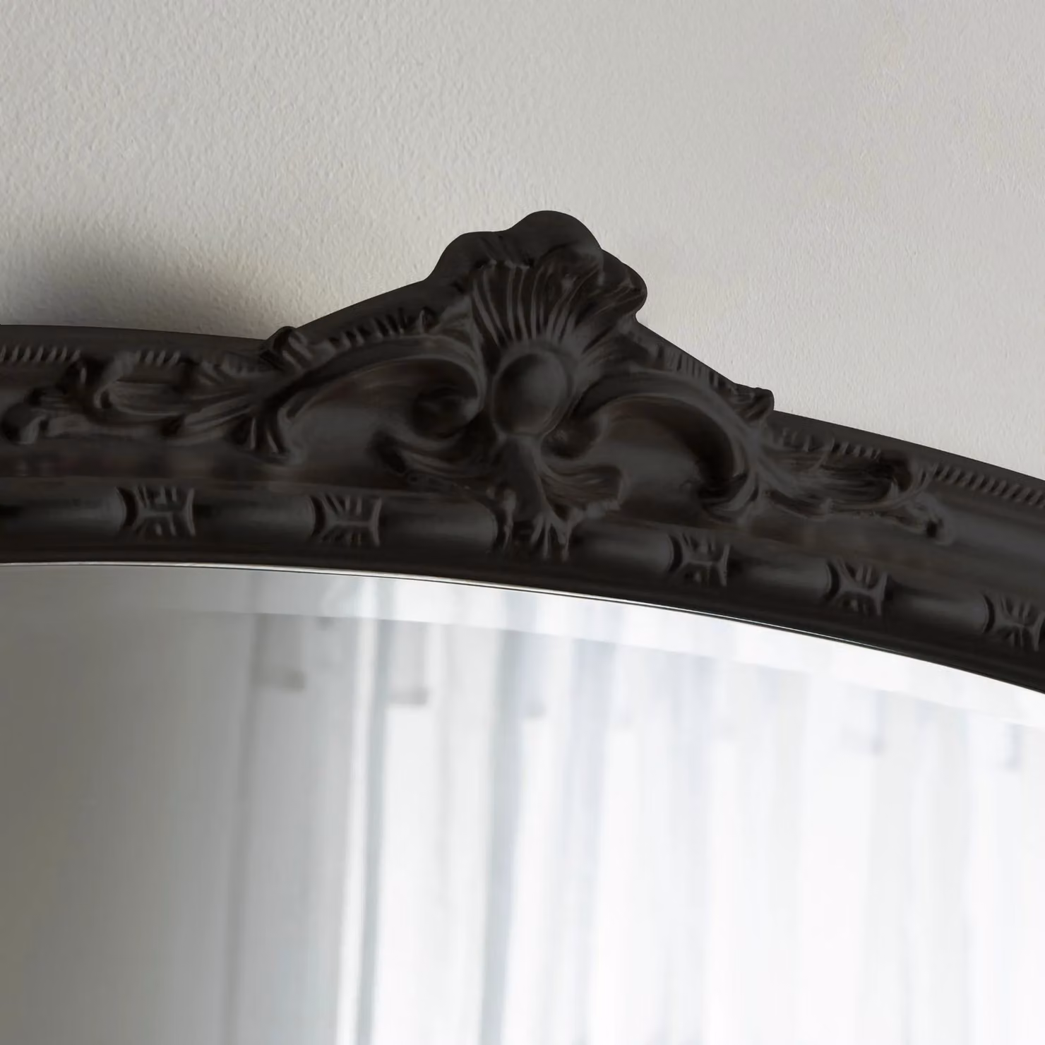 Yearn Mirrors Arched Victorian Overmantle Wall Mirror in Black, W: 127 cm, H: 89 cm – 3