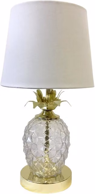 First Choice Lighting Gold Pineapple Touch Table Lamp with White Shade