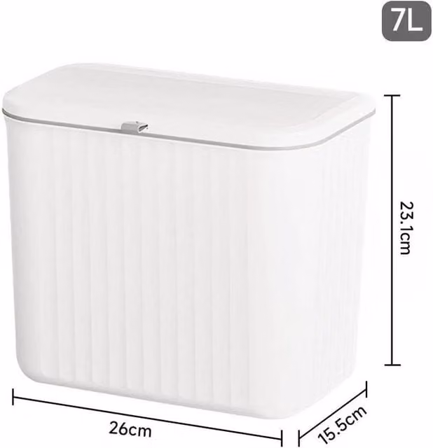 PAWNORA 7L White Wall Mounted Hanging Kitchen Bin with Flip Lid – 1