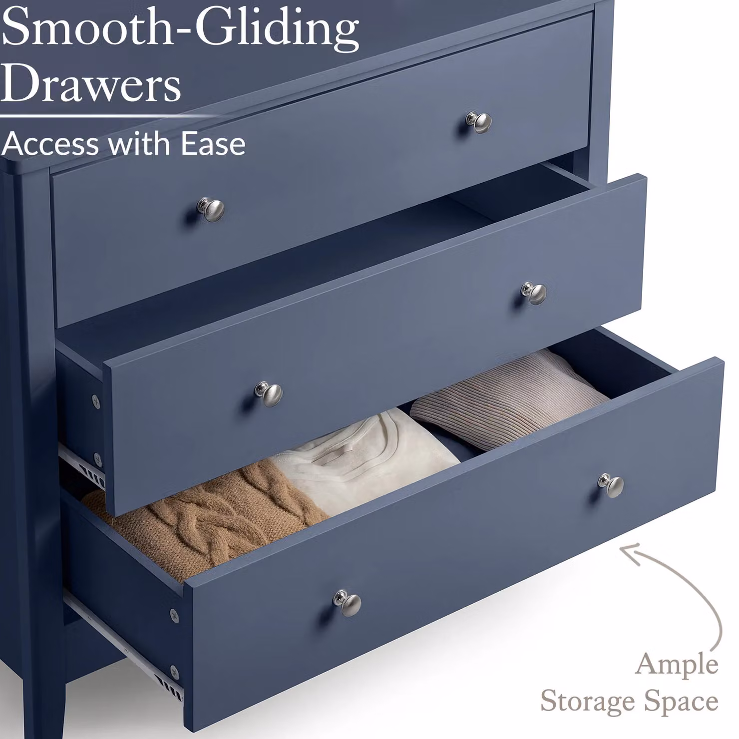 Christow Navy Blue 3 Drawer Modern Chest of Drawers W/D/H: 70 x 40 x 80 cm – 3