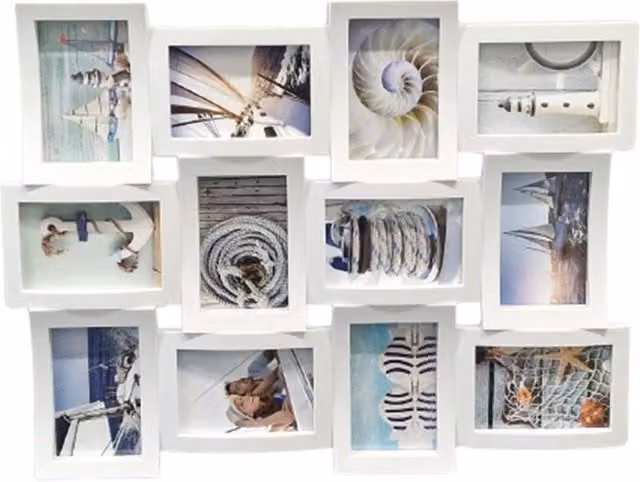 DEENZ Classic Multi Aperture Rectangular Wall Photo Frame, White, 10 x 15 cm
