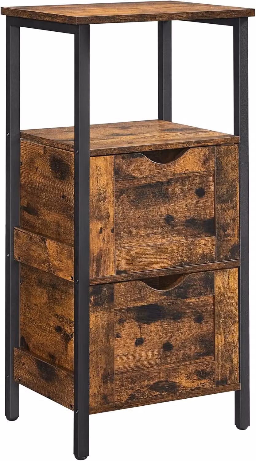 VASAGLE Industrial Freestanding Bathroom Floor Cabinet in Brown and Black – 6
