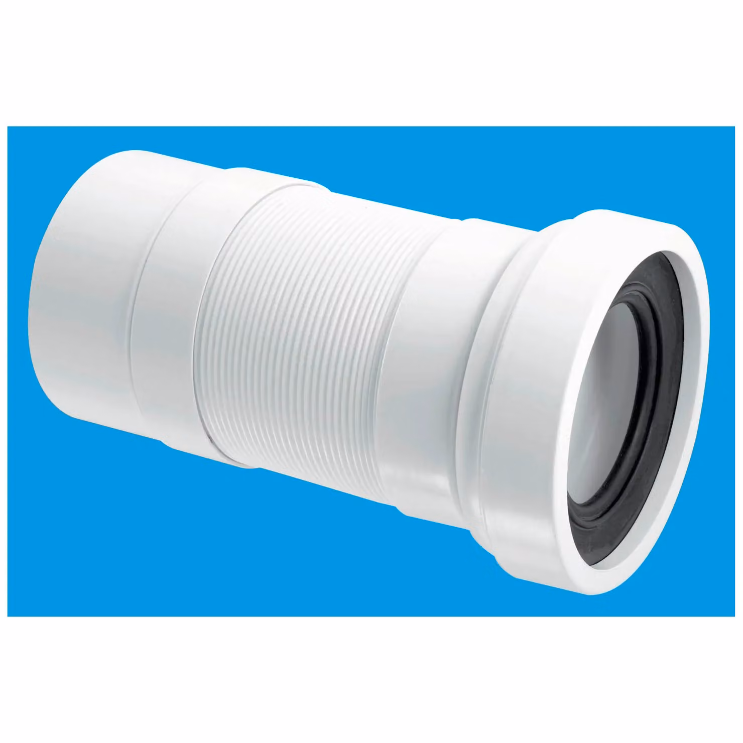 McAlpine WC-F23P White Straight Flexible WC Connector Pipe with 97-107mm Inlet and 110mm Plain End Outlet – 2