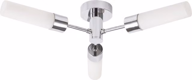 Litecraft Elena 3 Light Bathroom Flush Ceiling Light in Chrome and Glass