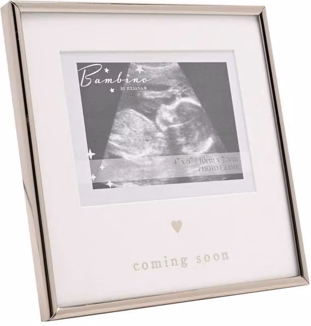 Bambino by Juliana Silver Heart Baby Scan Frame, White, W/H: 10 x 7.5 cm – 1