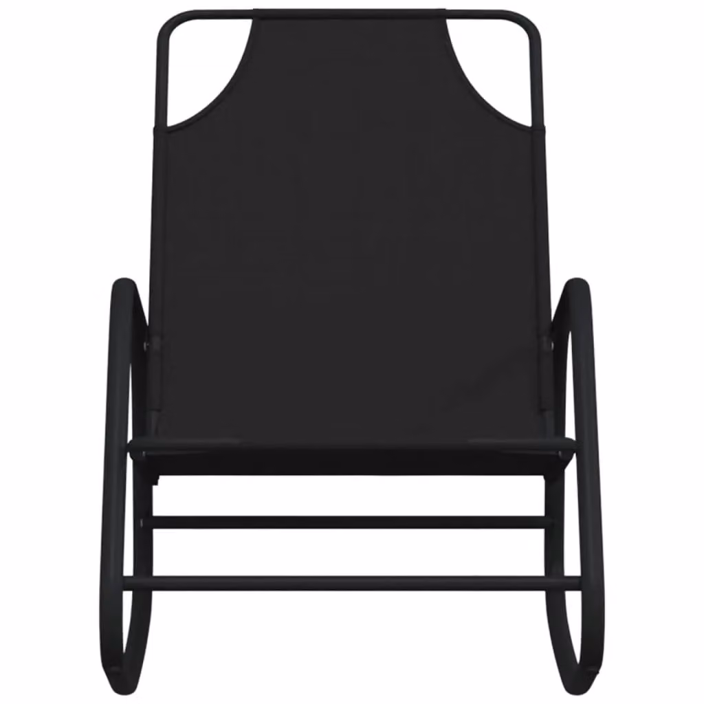 Berkfield Home Set of 2 Rocking Sun Loungers in Black Powder Coated Steel and Textilene Fabric – 4