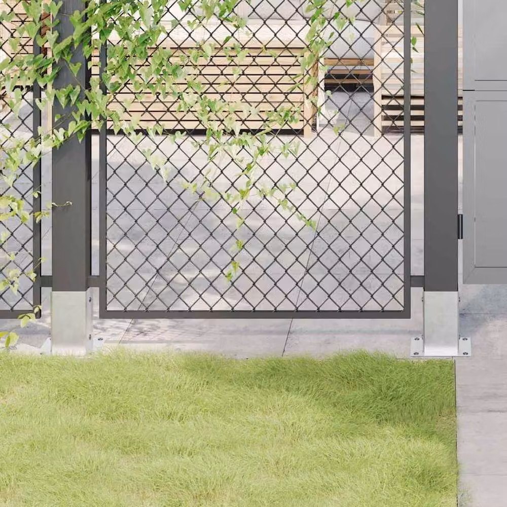 Berkfield Home Square Post Bases, 4 Pack, Silver Galvanised Steel, 81 x 81 mm – 2