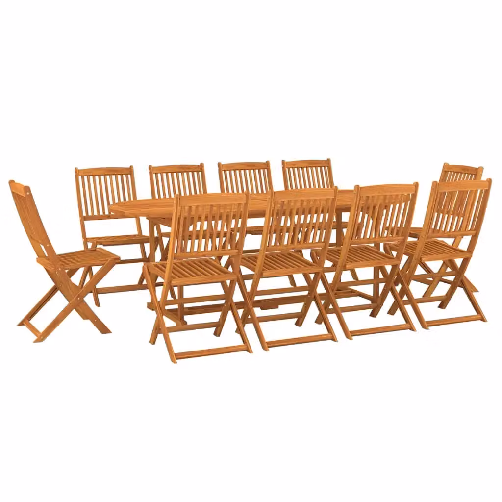 Berkfield Home 11 Piece Rustic Brown Solid Acacia Wood Garden Dining Set – 2