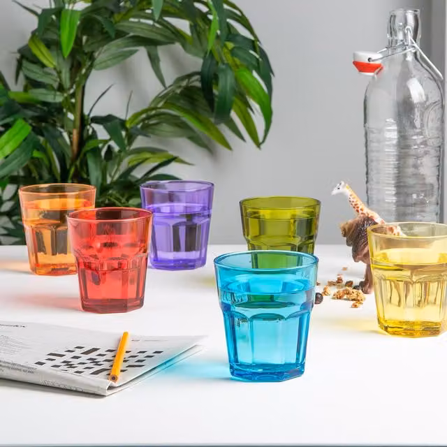 Rink Drink Multicolour Tumbler Water Glasses, 305 ml
