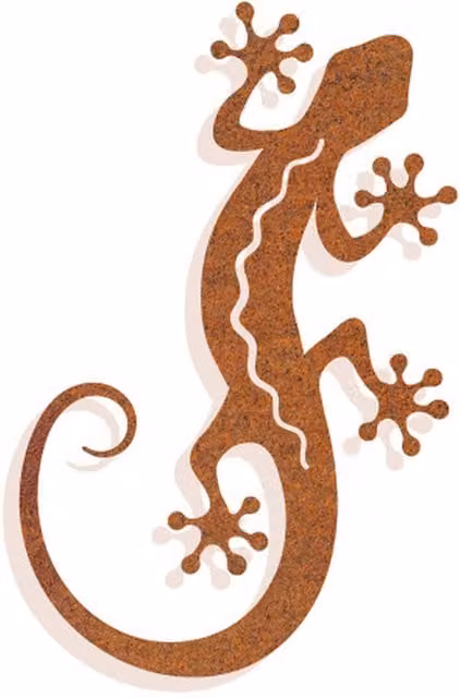 Betley Butterfly Large Rusted Gecko Silhouette Metal Wall Art in Bronze and Brown