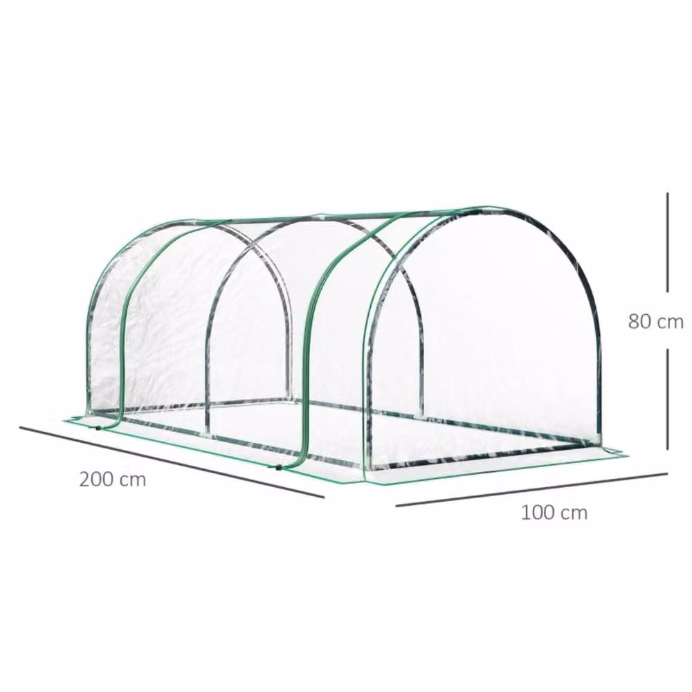 STILVORA Set of 2 Transparent Garden Greenhouses with Roll-Up Doors, W/D/H: 200 x 100 x 100 cm – 3