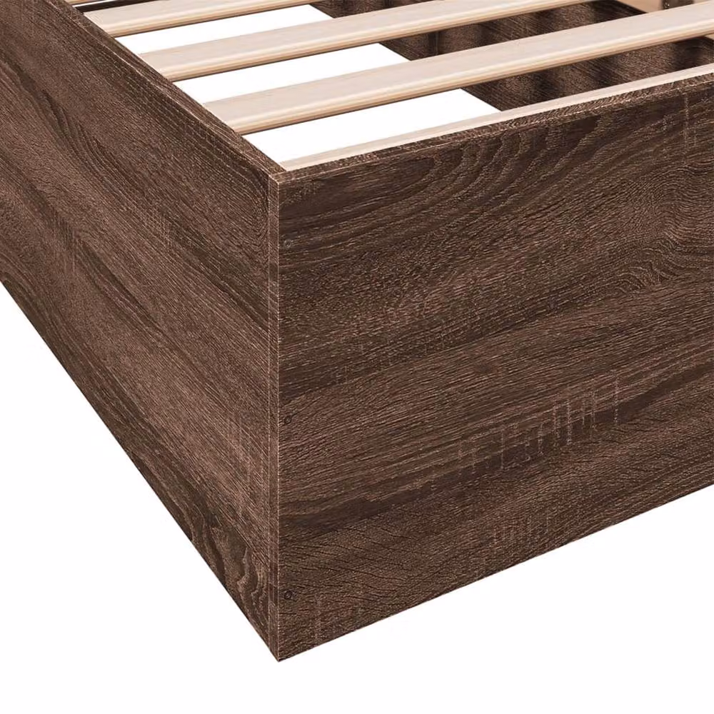 Berkfield Home Small Single Wood Bed Frame in Brown Oak, W: 75 cm, L: 190 cm – 6