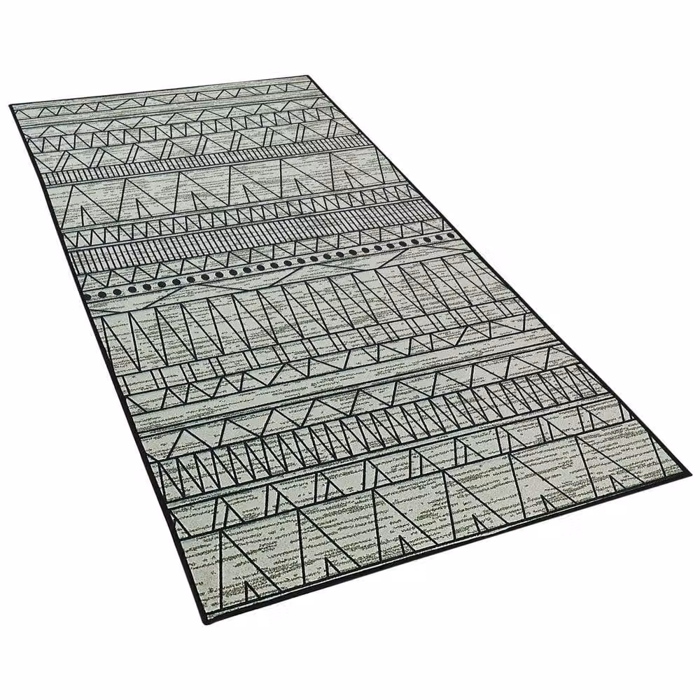 Wyld and Coco Geometric Rectangular Rug in Black and Grey, W: 80 cm, L: 150 cm – 2