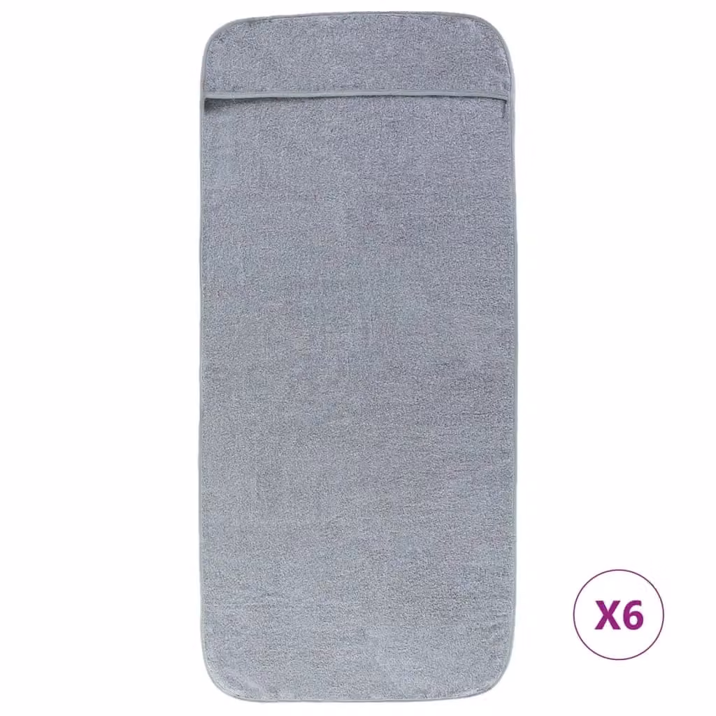 Berkfield Home 6-Piece Grey Quick-Drying Fluffy Beach Towel Set, W: 60 cm, L: 135 cm, 400 GSM – 1