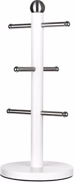 FLAVORA White Coated Stainless Steel 6 Cup Mug Tree Freestanding Kitchen Storage Rack – 1