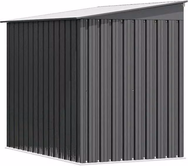 FLAVORA Modern Metal Outdoor Trash Can Storage Shed in Anthracite Grey