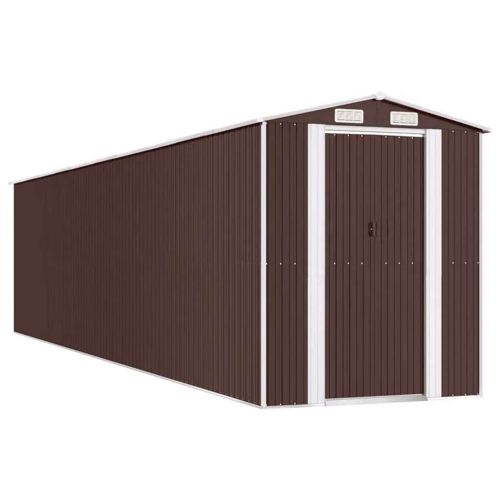 Berkfield Home Garden Shed in Dark Brown, Galvanised Steel, W/D/H: 192 x 855 x 223 cm – 2
