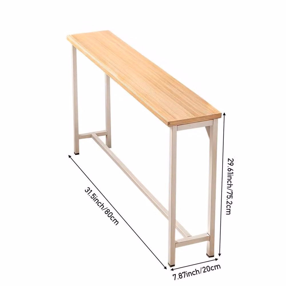 PAWNORA Single Tier Console Table with White Frame and Brown MDF Top, Length: 80 cm – 2