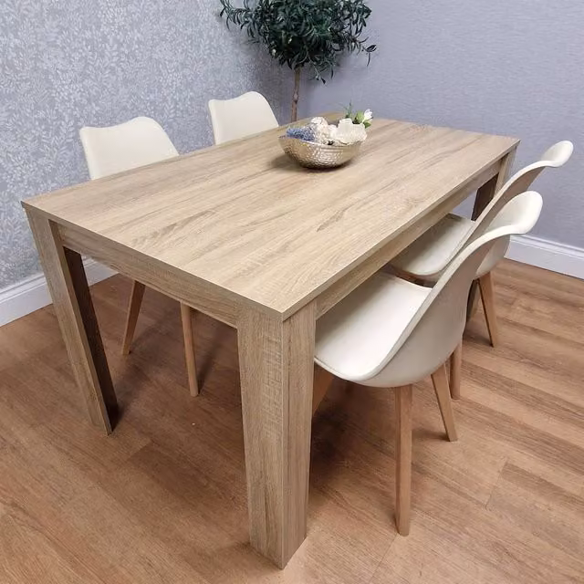 Kosy Koala Dining Set with Oak Effect Rectangular Table and 4 Cream Tulip Chairs